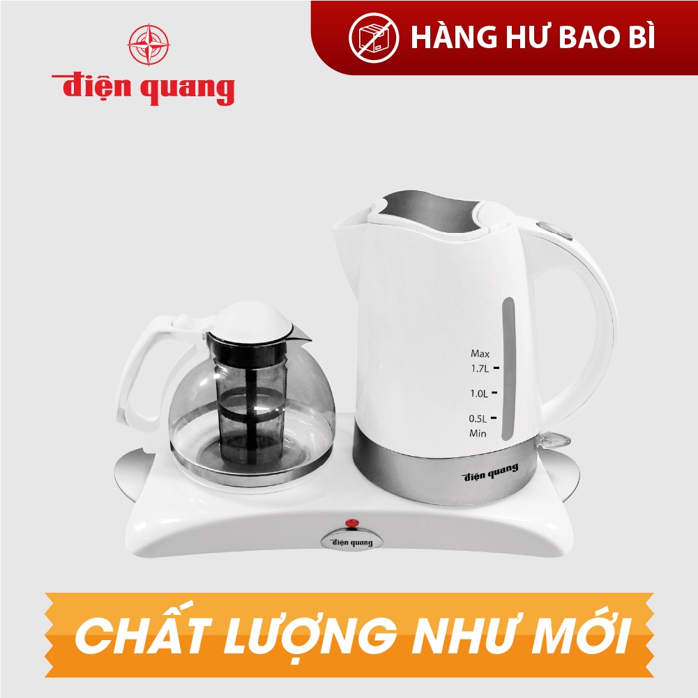 Bộ ấm đun nước siêu tốc Điện Quang ĐQ EKT05 1817 ( 1800W, 1.7L thân nhựa, thủy tinh, có bàn hâm nóng ) - Hàng hư bao bì