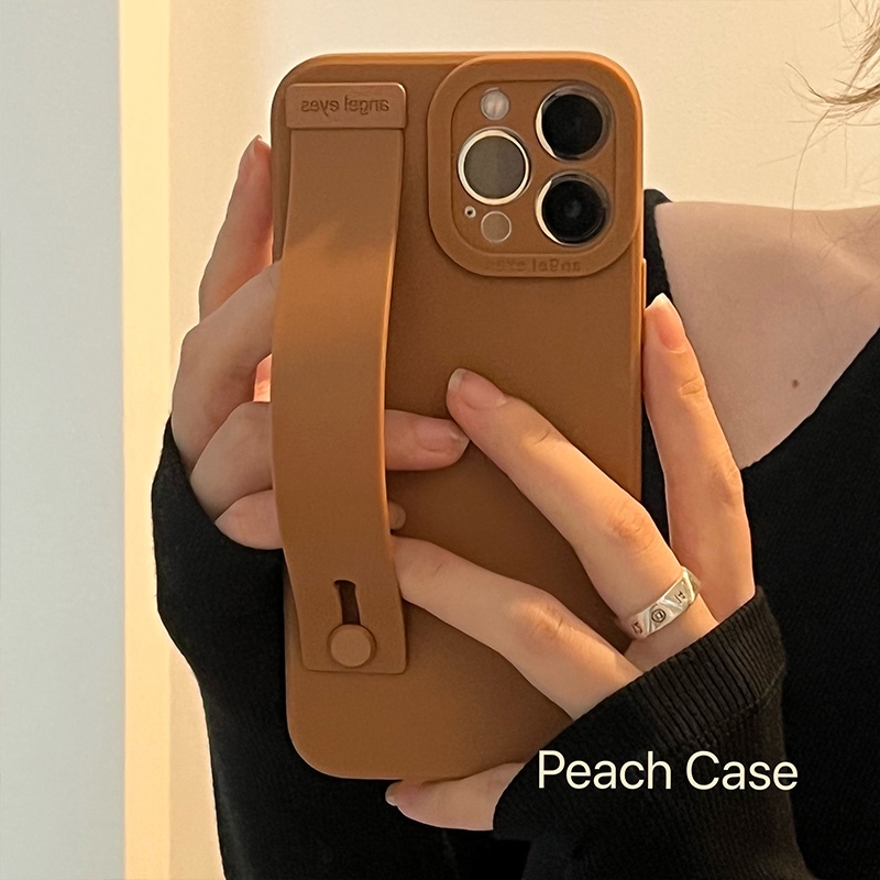 Ốp Điện Thoại Mềm Màu Trơn Có Dây Đeo Tay Cho IPhone 12 13 Pro Max 13 MiNi X XR Xs Max 7 8 Plus SE 20