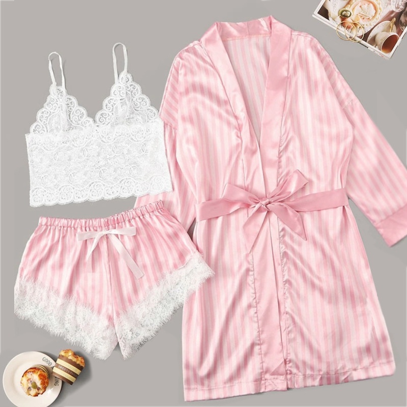 (MớI) Bộ Pijama 4 Dây VảI Satin Ren GợI CảM DàNh Cho Nữ