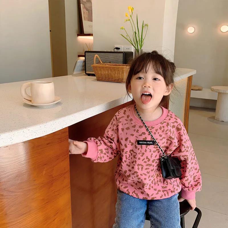 Cô Gái Áo Len Mùa Thu2021Áo 100% Cotton Dài Tay Họa Tiết Da Báo Phong Cách Hàn Quốc Mẫu Mới Trẻ Em Cổ Tròn Mùa Xuân Thu Phong Cách Tây | BigBuy360 - bigbuy360.vn