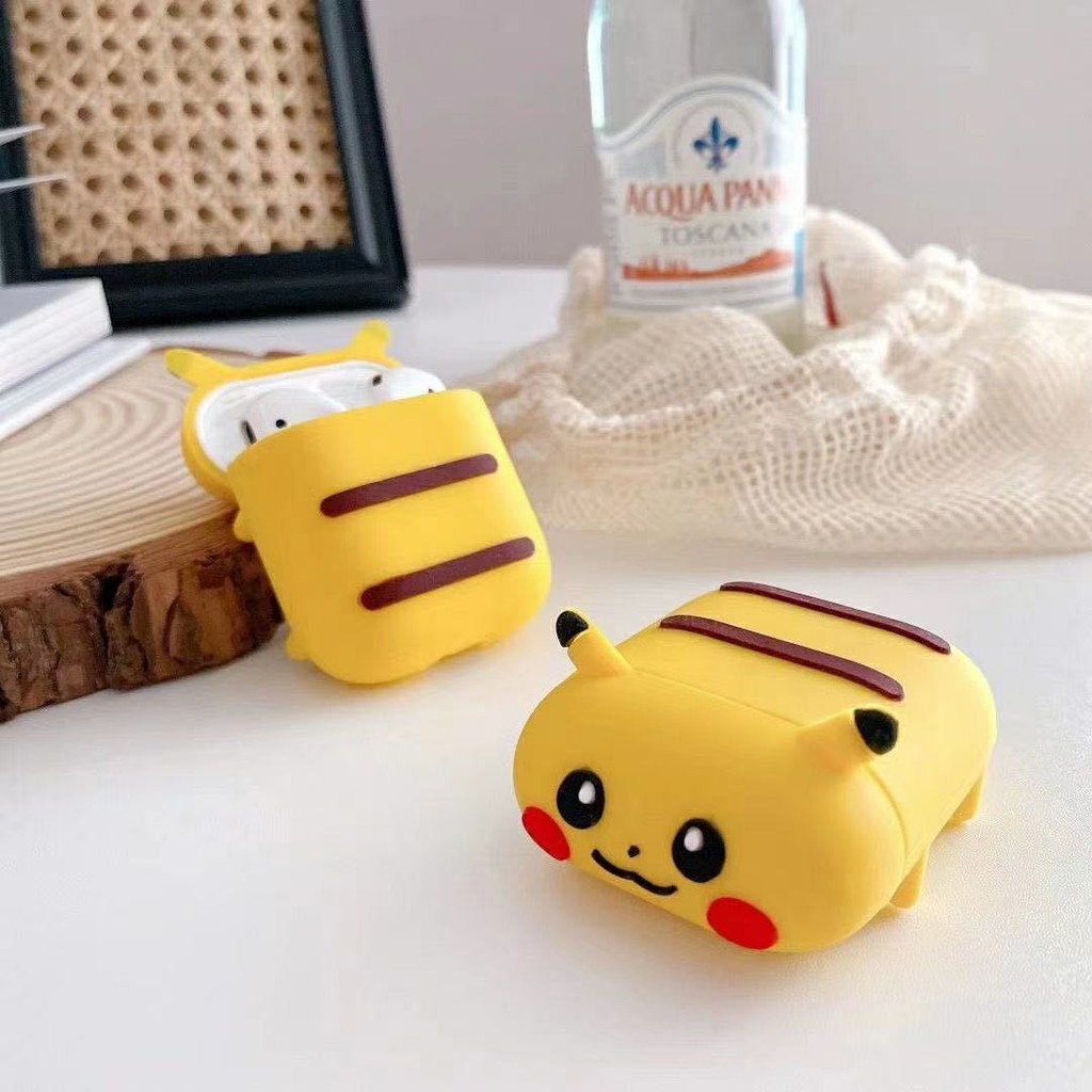 ✔️Case Vỏ Bọc Airpod 2 Đựng Tai Nghe Airpods 1 2 Pro Pikachu nằm Chất Liệu Silicon Cao Cấp Cực Xinh