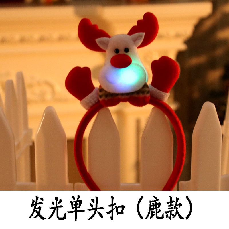 Băng Đô Cài Tóc Hình Ông Già Noel / Người Tuyết / Gấu Tuần Lộc Có Đèn LED Phát Sáng Dành Cho Trẻ Em Dịp Giáng Sinh Năm Mới