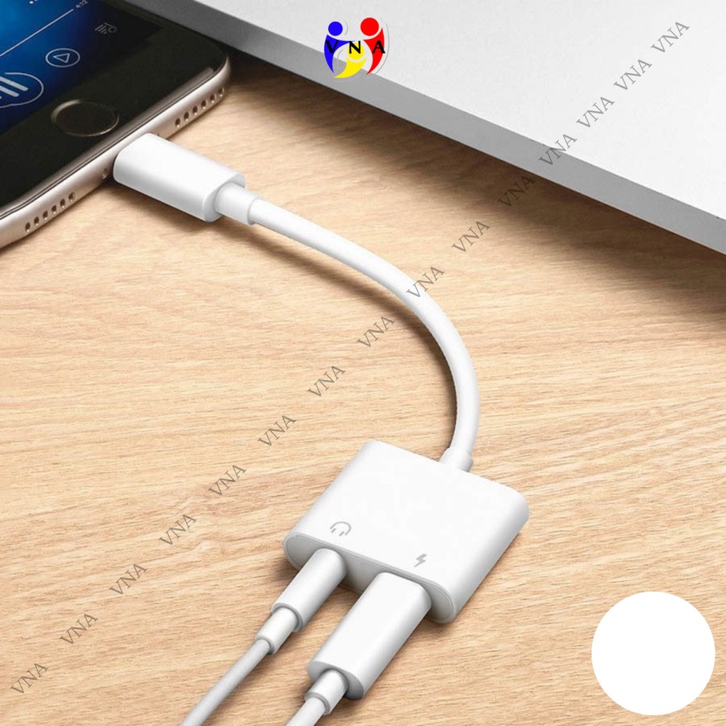 Jack chia cổng sạc lightning, giắc chuyển đổi vừa sạc vừa đeo tai nghe cho ip - VNA