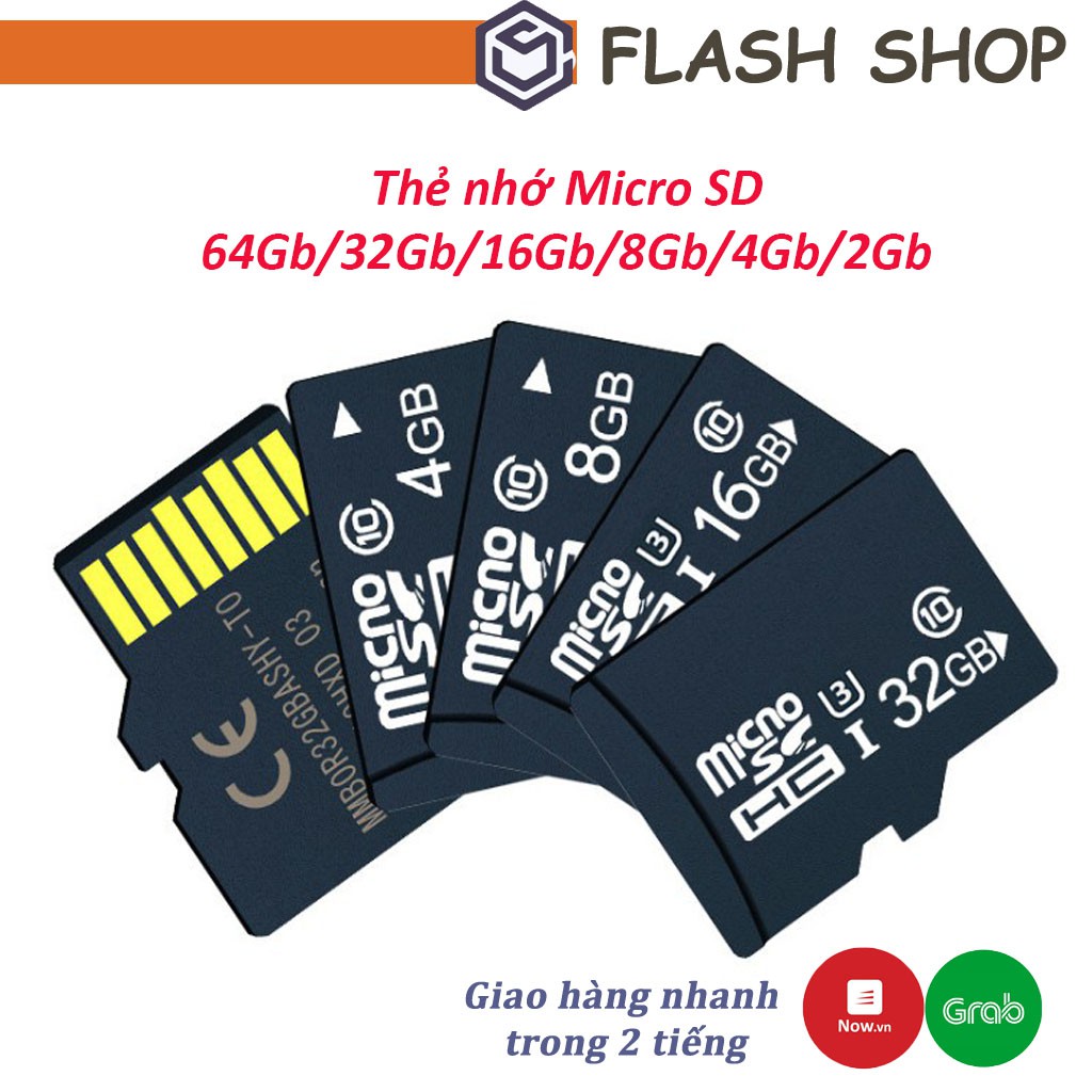 Thẻ nhớ MicroSD Class 10 Tốc độ cao (Đen) 2GB/4GB/8GB/16GB/32GB/64GB chuyển dụng cho điện thoại