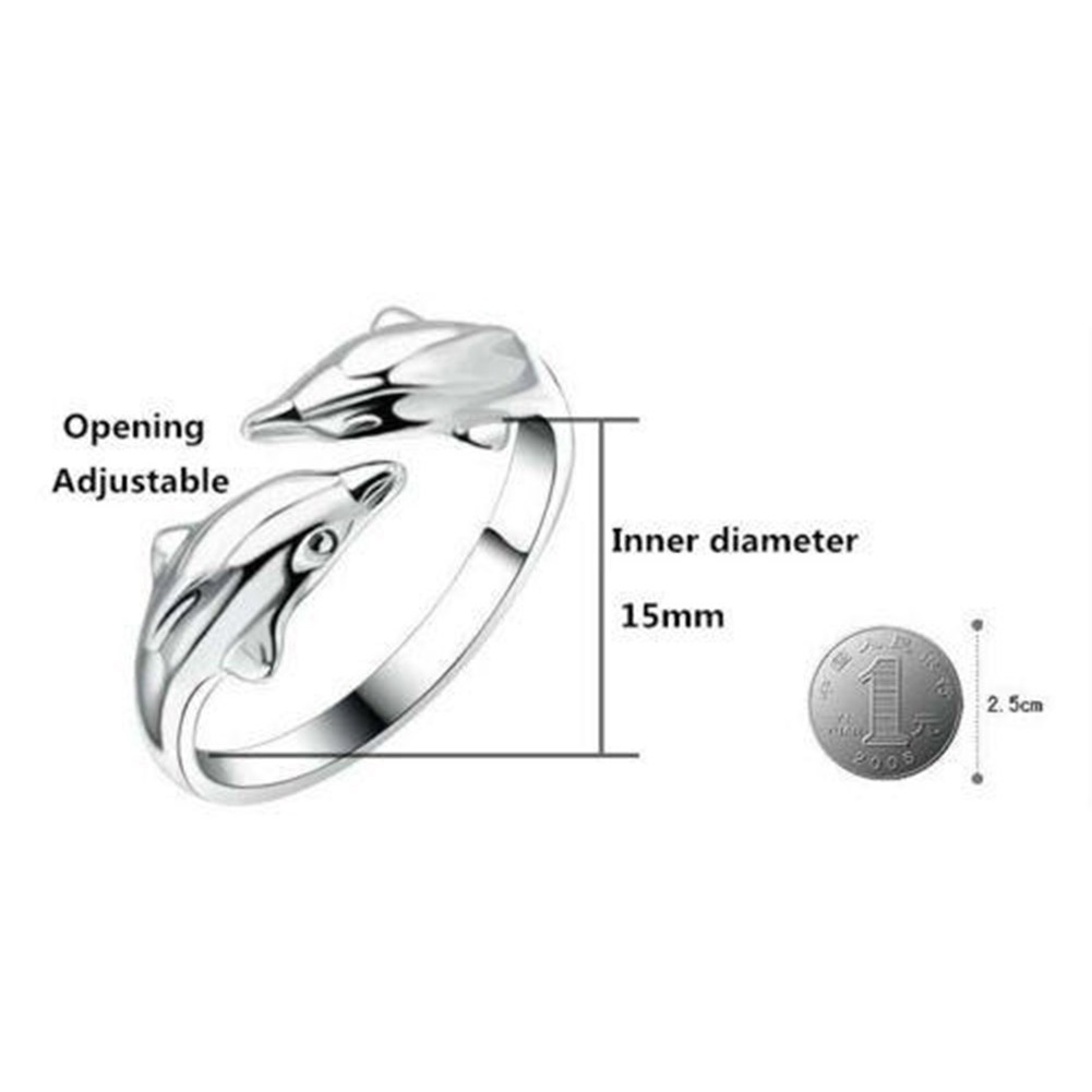 Nhẫn Hở Mạ Bạc Hình Cá Heo Phong Cách Hàn Quốc Cho Nữ