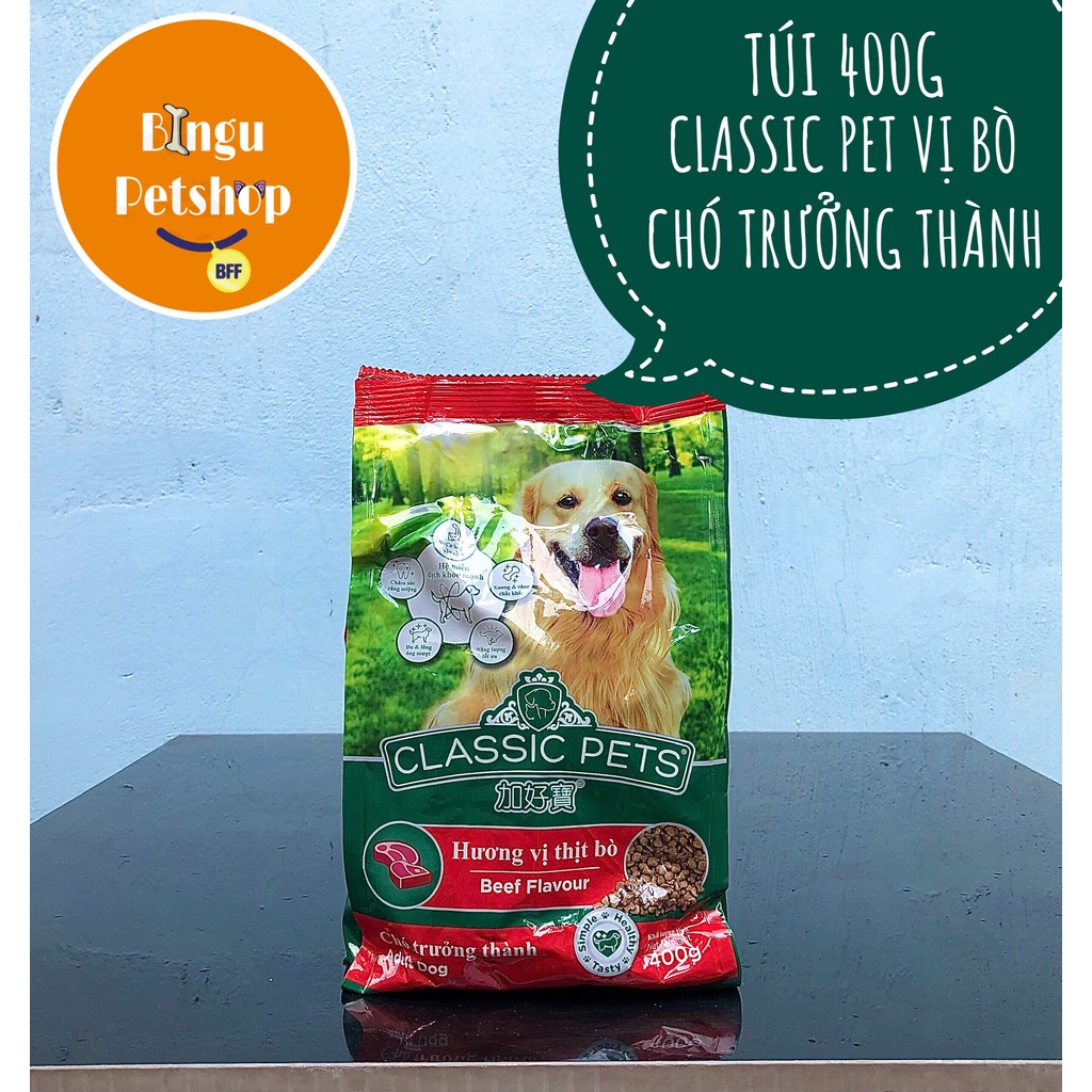 Thức Ăn Cho Chó Lớn Classic Adult Vị Thịt Bò 400g| Bingu Petshop