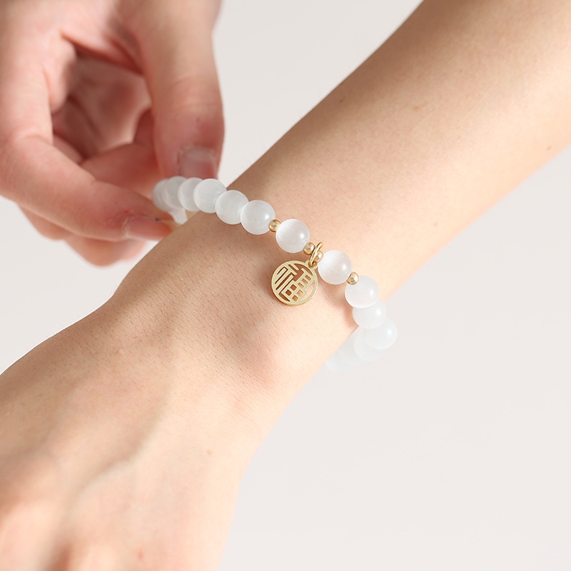 [Hàng Mới] Vòng Đeo Tay Hạt Đá Opal Fu Nhỏ Nhắn