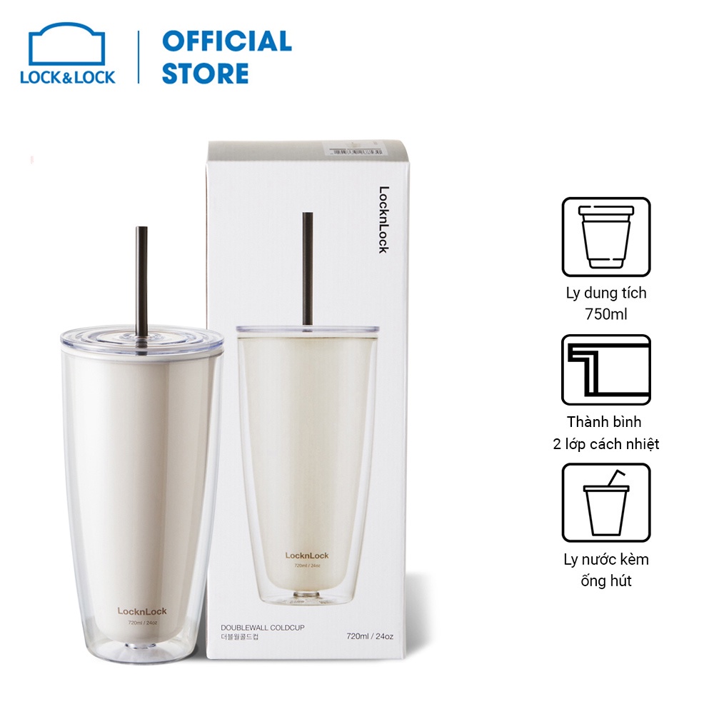 [CHÍNH HÃNG] Ly Giữ Nhiệt LocknLock 750ml, Kèm Ống Hút, Kiểu Dáng Hiện Đại, Sang Trọng Bắt Mắt, Chắc Chắn Bền Đẹp