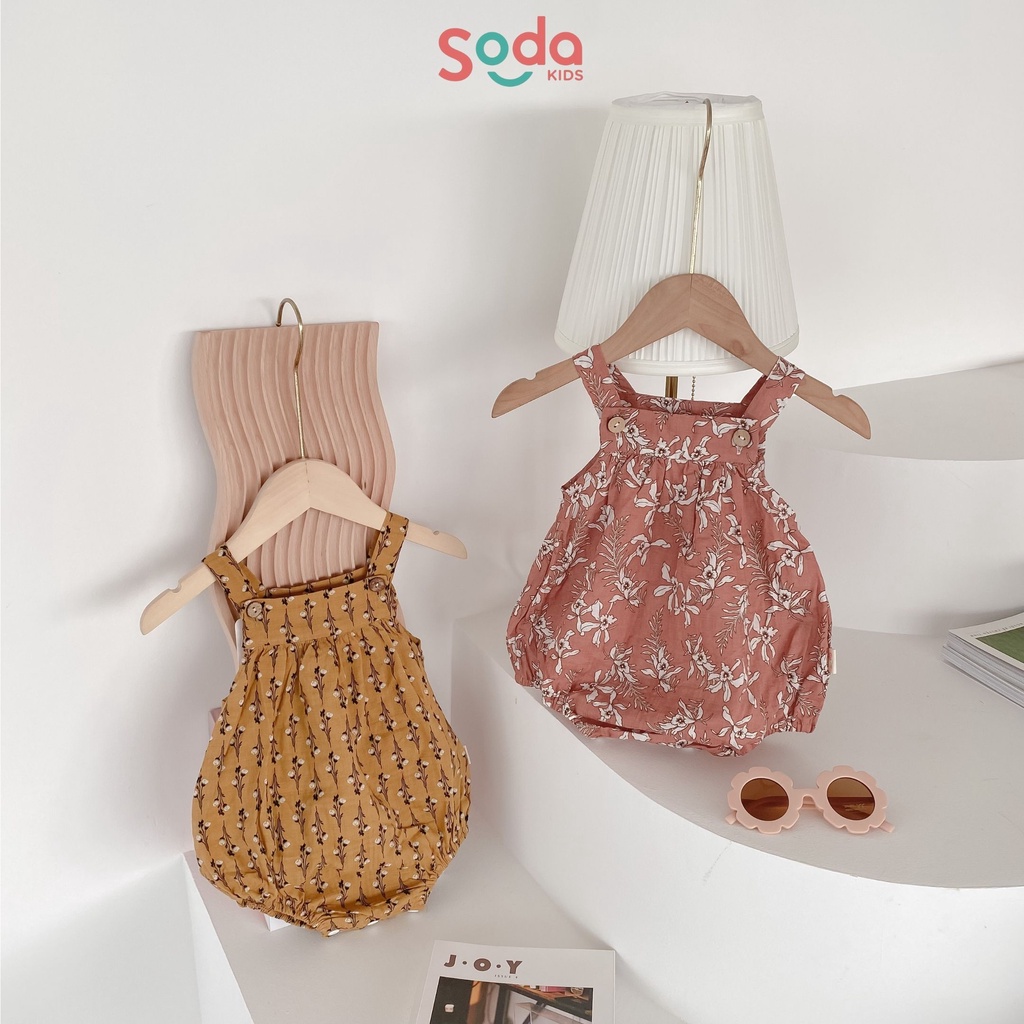 Yếm bé gái SODA KIDS thiết kế cài cúc gỗ, chất liệu xô Hàn vintage mềm và mát