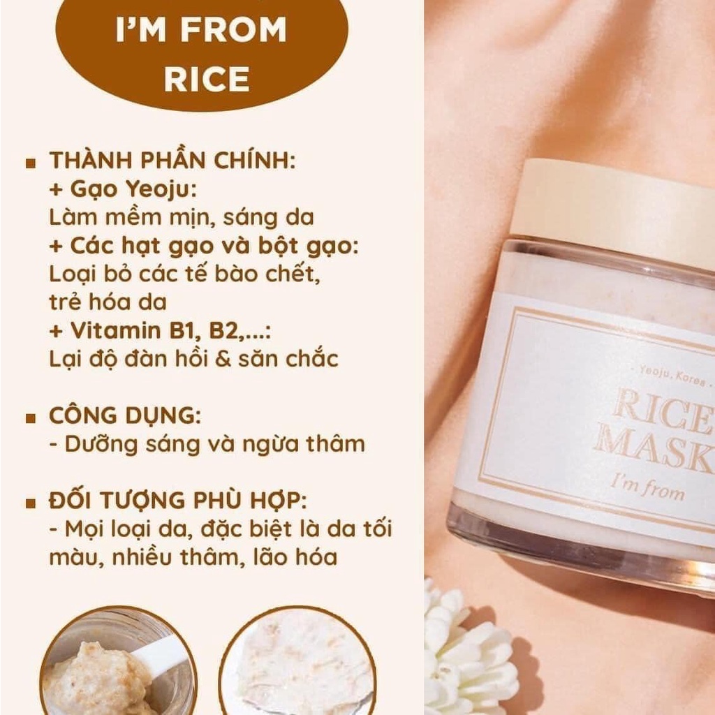 Mặt Nạ I'm From Rice Mask Dưỡng Sáng Và Ngừa Vết Thâm 110g