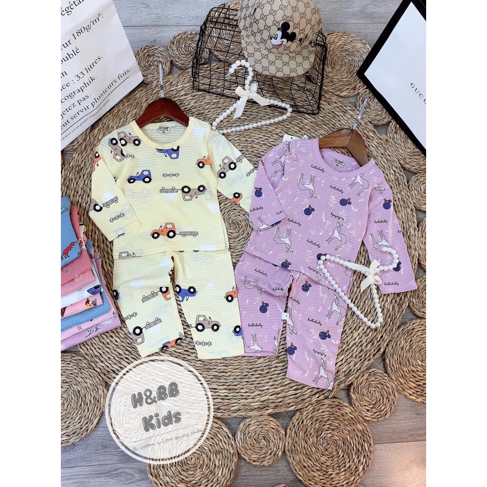 Bộ thu đông dài tay sợi tre họa tiết QC cực kỳ xinh yêu, chất siêu đẹp cho bé 10-20kg( túi zip)