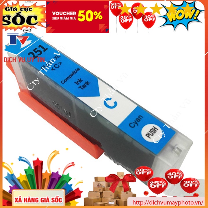 Bộ thỏi mực hàng thay thế chuẩn PGI250 PGI-250 CLI-251 dùng cho máy in canon PIXMA MG5420 MG5422 MG5520 MG5522 MG6420