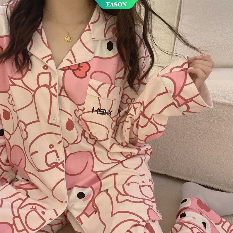 Bộ Đồ Ngủ Tay Dài In Hoạt Hình Sanrio Melody Kiểu Nhật Bản Dễ Thương Thời Trang Mùa Thu Cho Bạn Gái