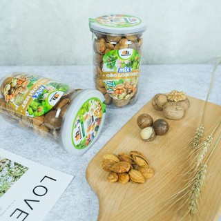 Hộp 400g Mix 3 loại hạt Smile Nuts (Macca, Óc Chó, Hạnh Nhân rang bơ)