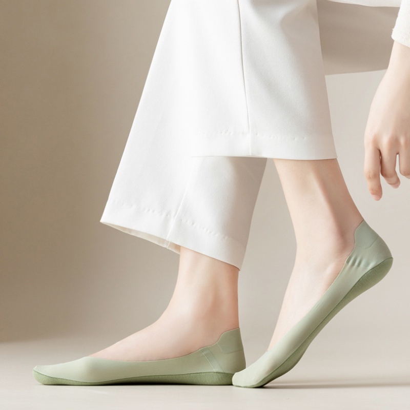 Vớ Thuyền Bằng Lụa Lạnh Mỏng Nhẹ Chống Trượt Thời Trang Dành Cho Nữ