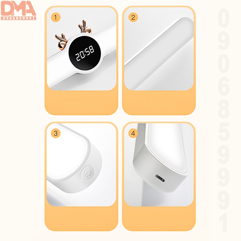 Đèn ngủ dán tường,đèn học led kèm đồng hồ (WH-B18)