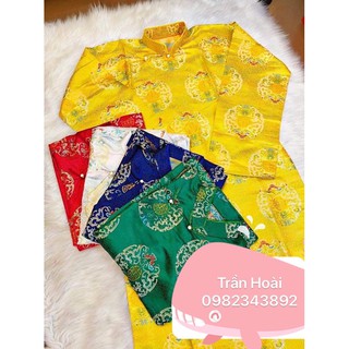 khăn áo hầu đồng - Áo ngũ vị tôn quan vải gấm trơn hoa văn thêm chữ thọ