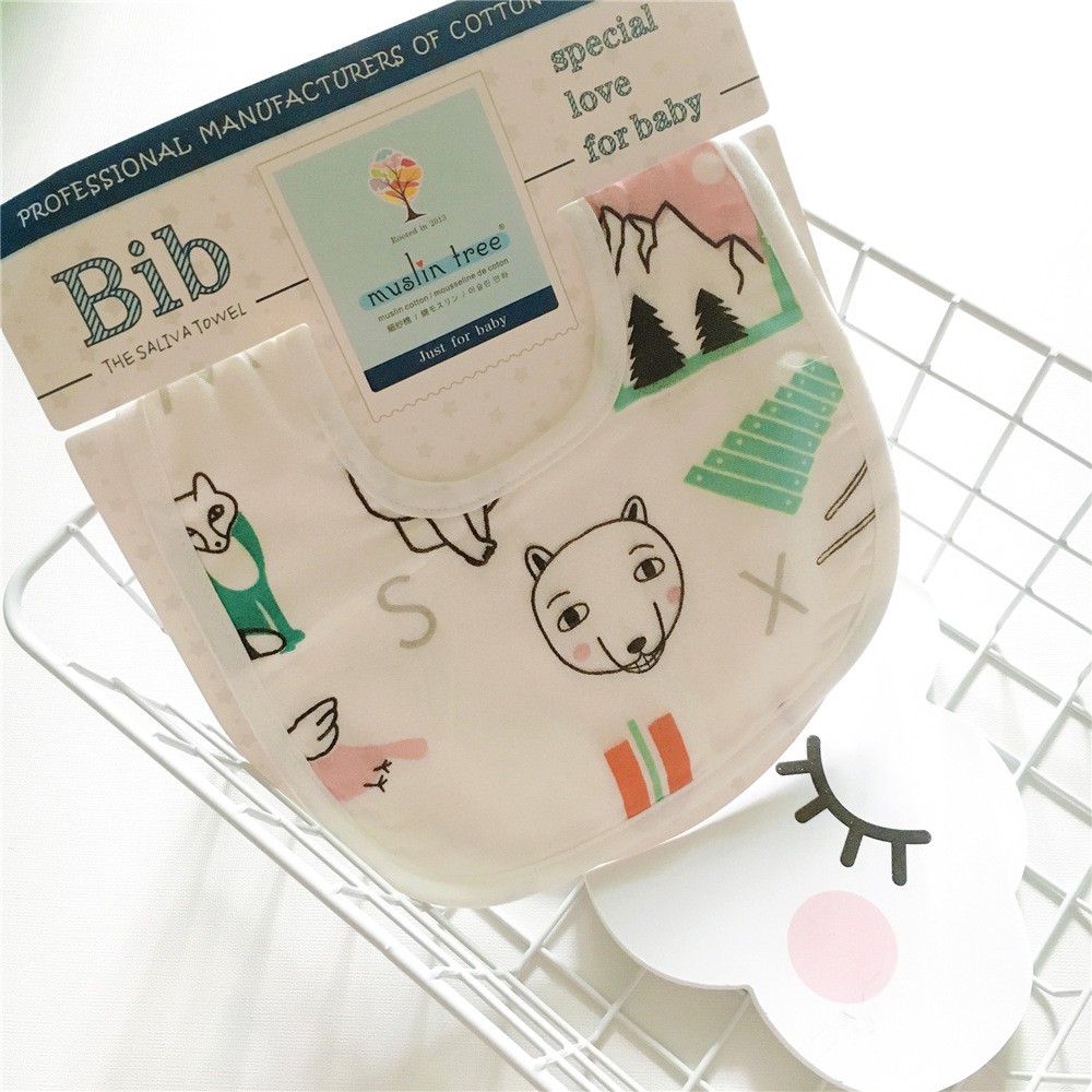 [Haobaby2018] Yếm ăn dặm sợi tre Muslin tree 4 lớp siêu mềm cao cấp cho bé