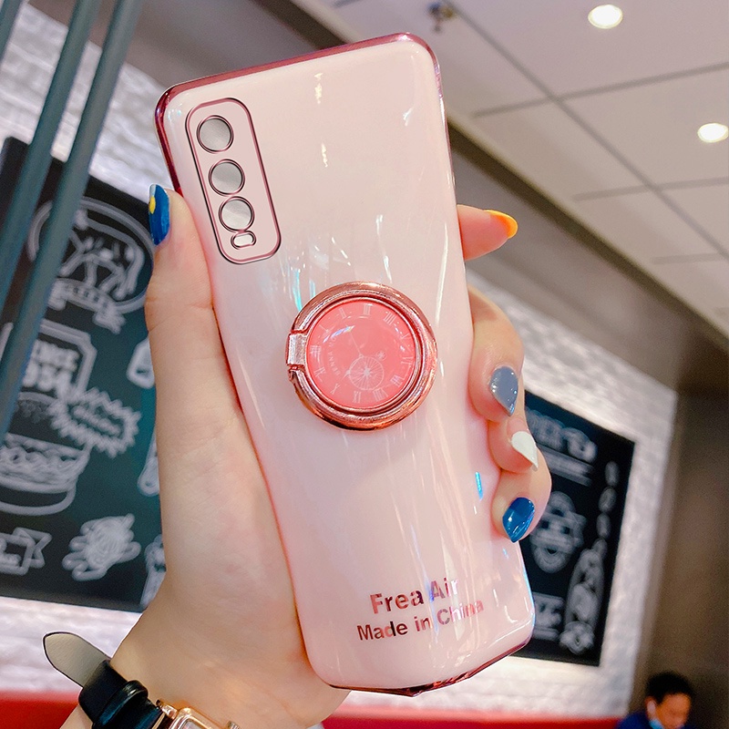 Ốp lưng VIVO Y12S Y12A Y20 Y20i Y20S Y11S case Ốp Điện Thoại Silicon Mềm Mạ Điện Có Vòng Đỡ Cho