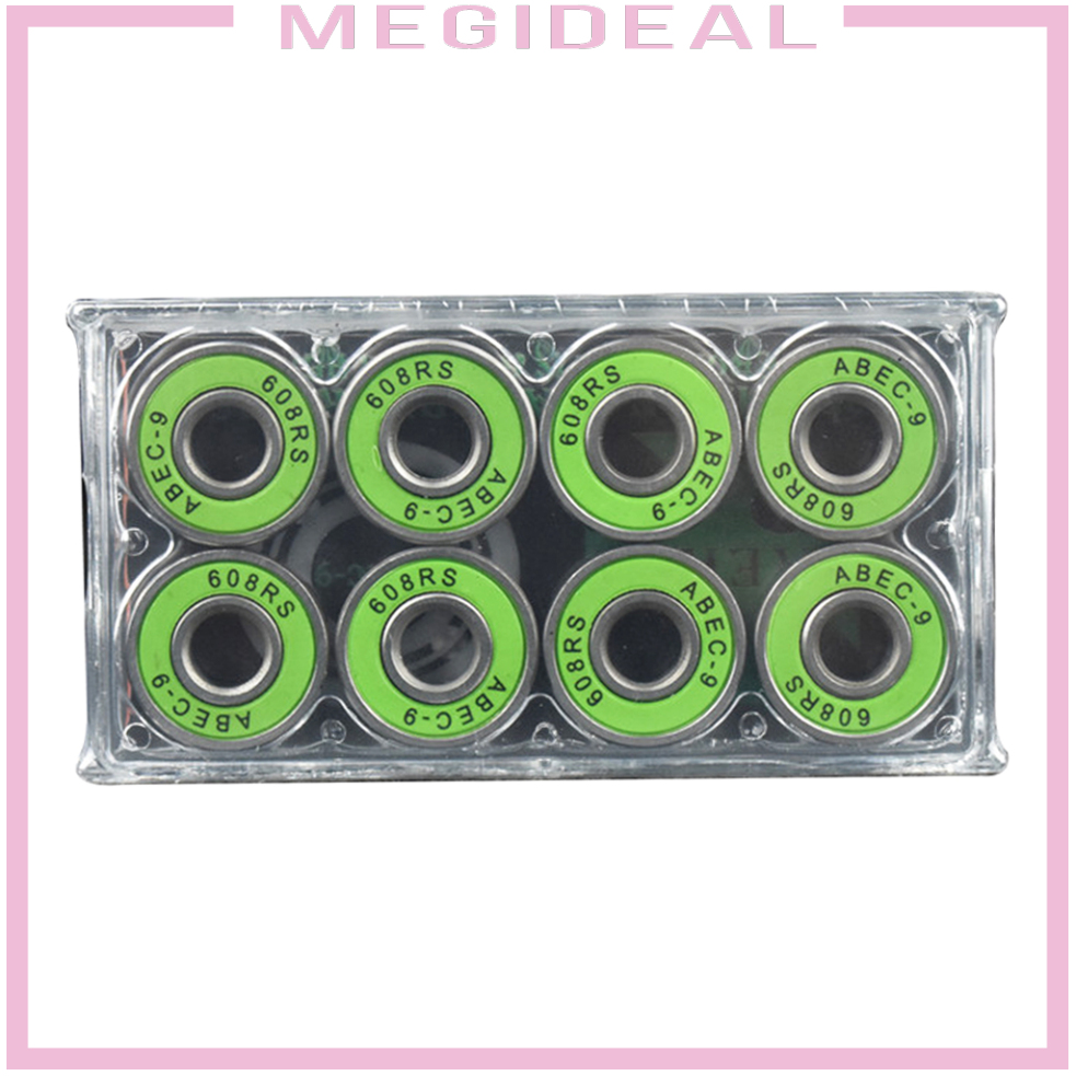 [MEGIDEAL]8Pcs 608 RS Skateboard Bearings - Frictionless ABEC 9 Roller Bearings for Skate Boards Scooters Longboards - High Precision Replacements - Sealed