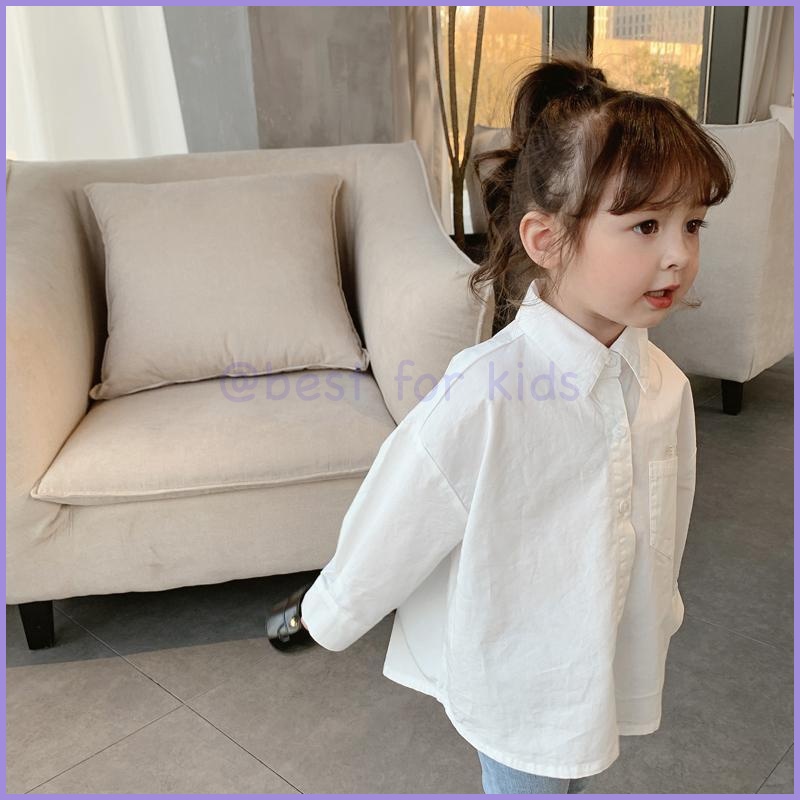 Áo Sơ Mi Trắng Tay Dài In Họa Tiết Chữ Thời Trang Xuân Thu Dành Cho Bé Gái