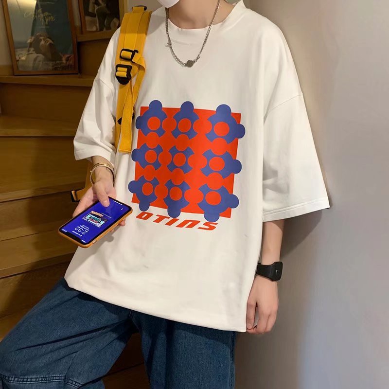 Áo Thun Tay Ngắn Dáng Rộng In Chữ Phong Cách Hàn Quốc Thời Trang Mùa Hè Cho Nam Và Nữ Size M-5XL