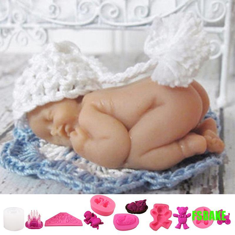 Khuôn Silicone Tạo Hình Làm Bánh Kẹo Hình Em Bé 3D DIY