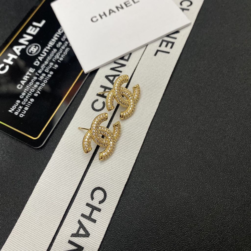Bông Tai Hình Chữ C Đính Kim Cương Giả Mạ Vàng Thời Trang Dành Cho Nữ 2022