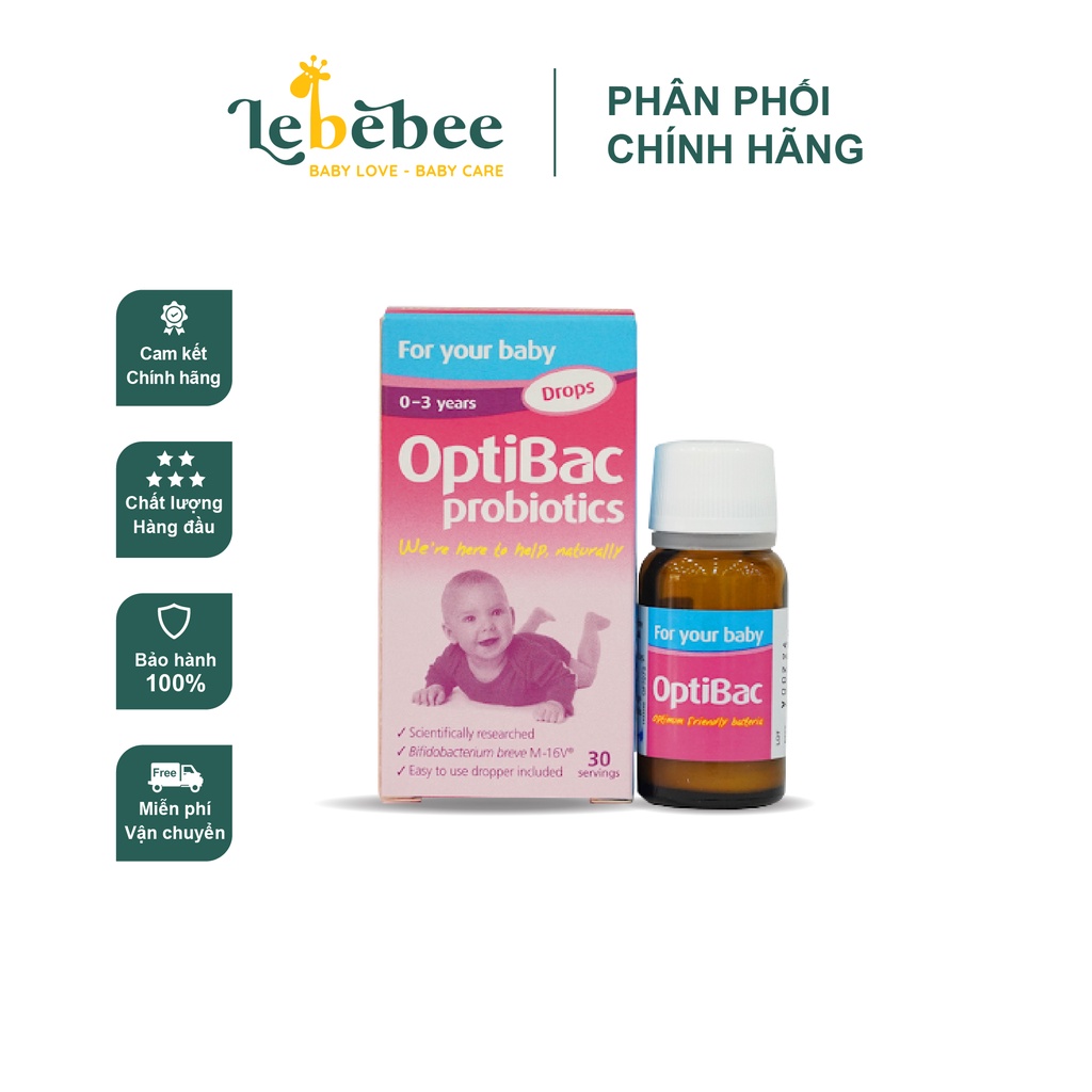 Men vi sinh Optibac hồng dạng giọt cho bé