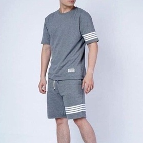 Bộ Nam Mặc Hè cộc tay thun lạnh, bộ 4 sọc ngang thể thao