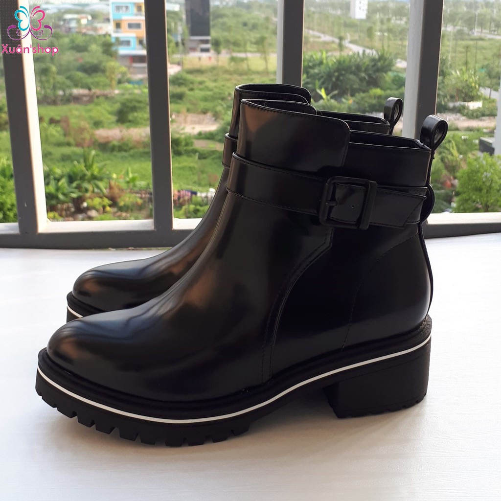 Boot Daphne da trơn bóng, đế cao 5cm (size 36-230)