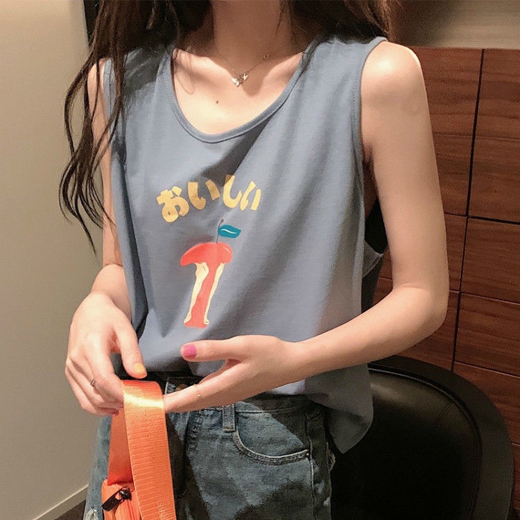 Áo Lửng Không Tay In Chữ Apple Thời Trang Nữ