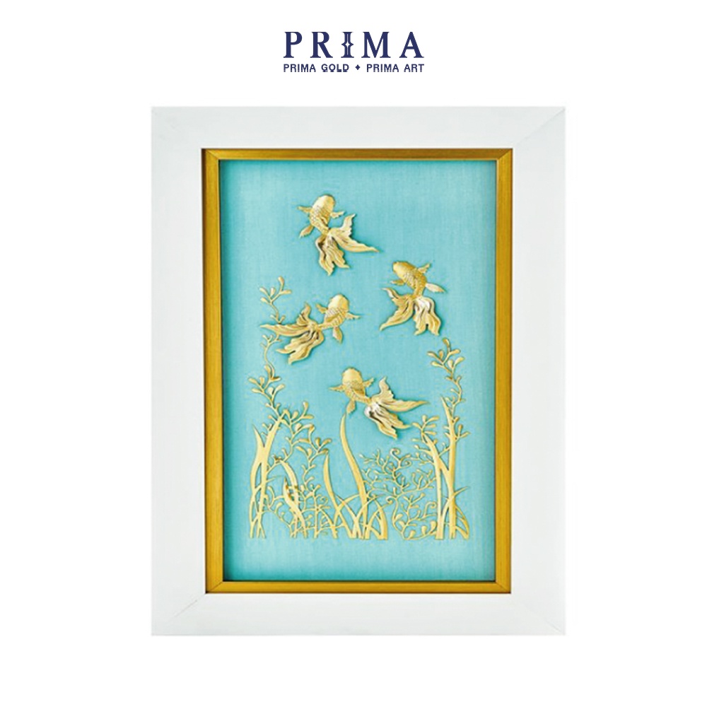 Tranh Vàng 24K PRIMA ART - Kim Ngư Thịnh Vượng - Kích thước 25 x 40 cm - CGS-0644-81