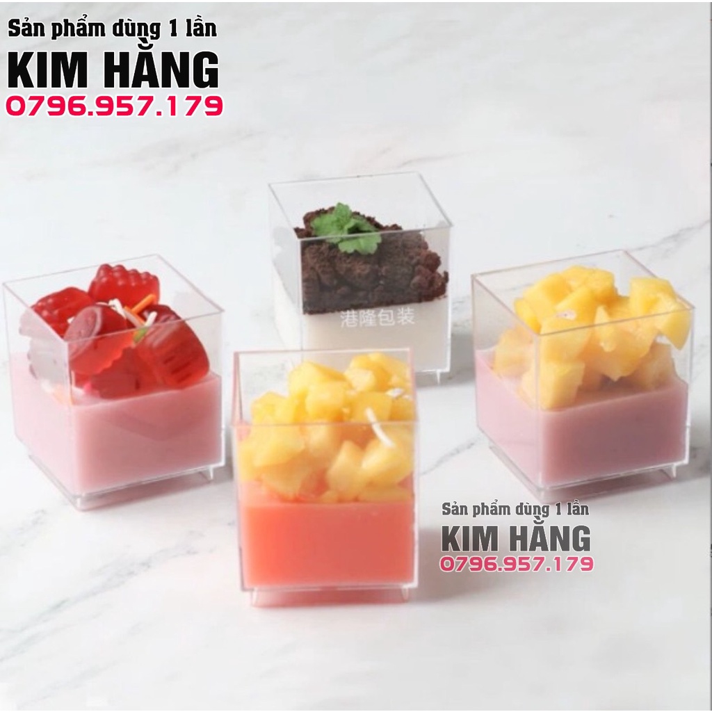 Lốc 100 ly mousse vuông LC-4248  , ly đựng bánh tiramisu , panna cotti,.....