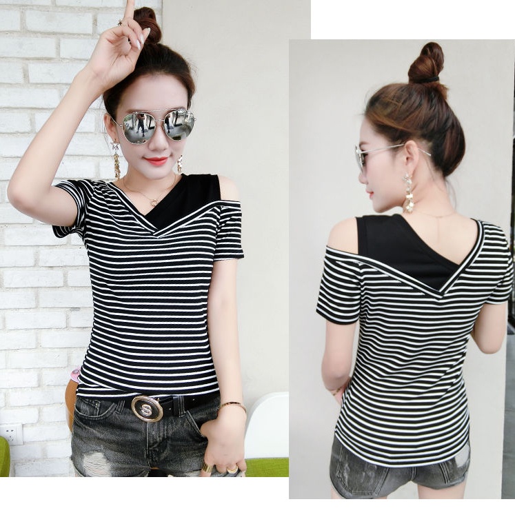 Áo Thun Cotton Ngắn Tay Hở Vai Thời Trang Dành Cho Nữ