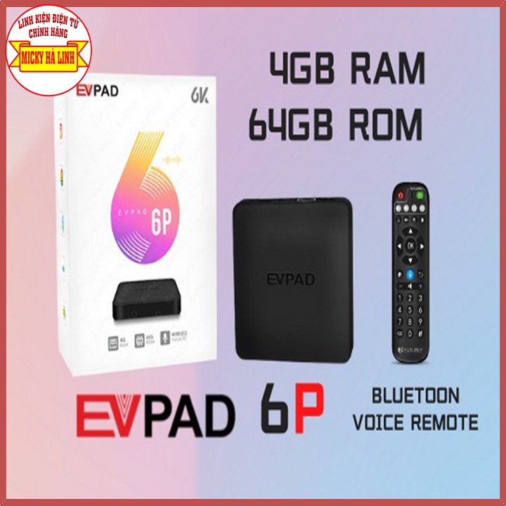 Tivi box EVPAD 6P 4G RAM+64G ROM được trang bị hệ điều hành Android 10.0, dễ sử dụng và hỗ trợ tìm kiếm bằng giọng nói