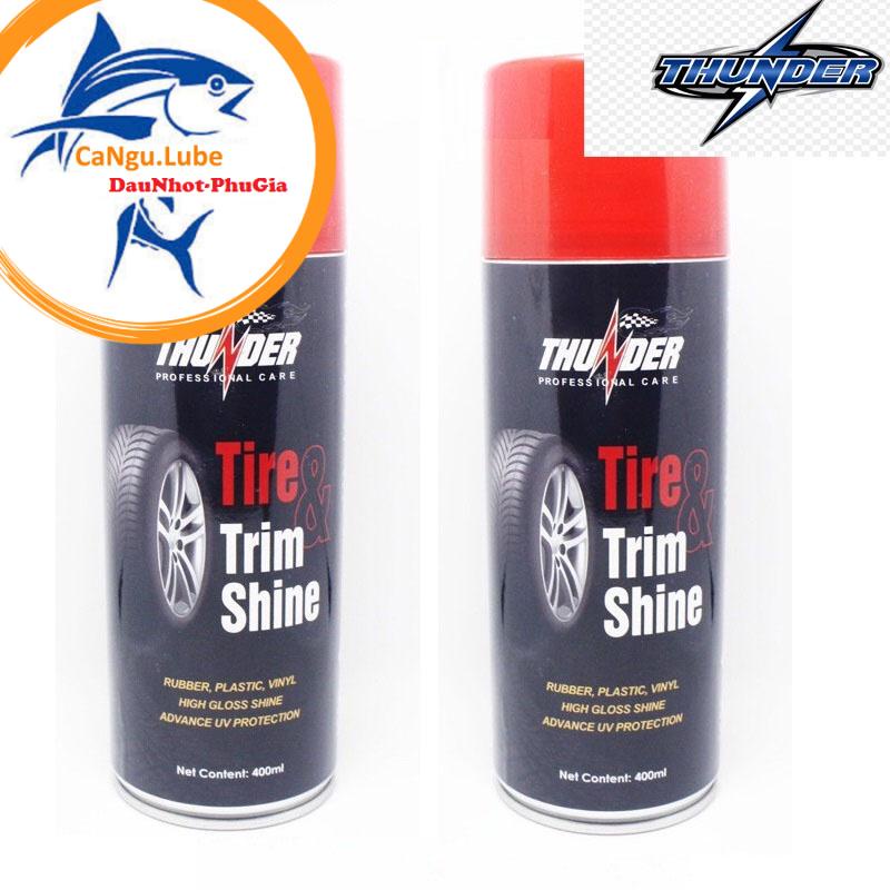 Chai Xịt Dưỡng Lốp, Phục Hồi Nhựa nhám Thunder 400ml, Chai bảo vệ nhựa đen và lốp xe luôn đẹp như mới