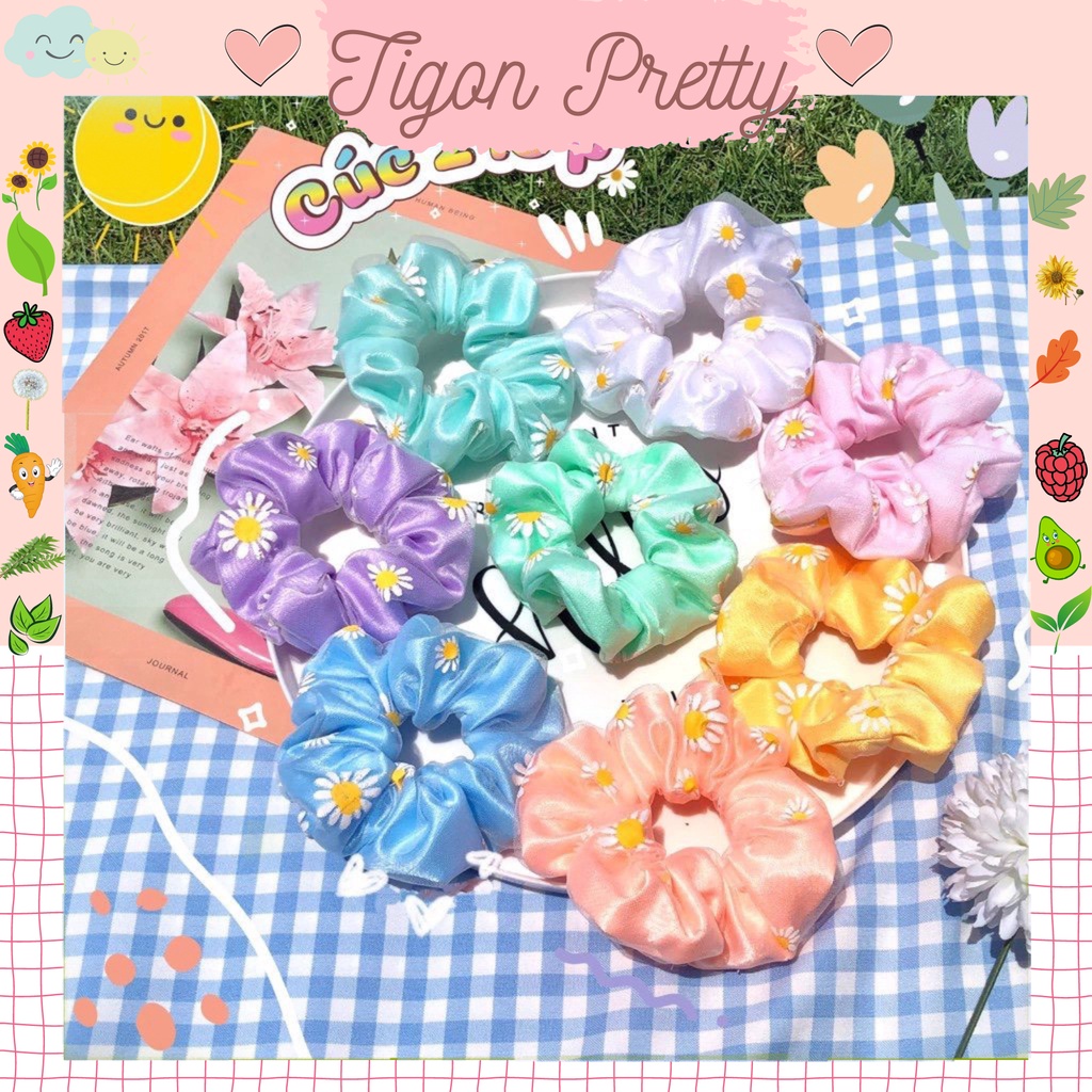 SCRUNCHIES CÚC 2 LỚP- PHIÊN BẢN LIMITED, CỘT TÓC VẢI GIÁ RẺ