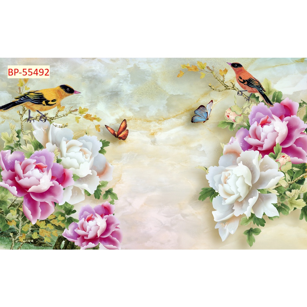 Tranh hoa Sen dán tường 3D hot hit hiện nay