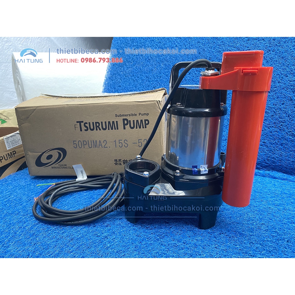 Máy bơm nước bể cá Tsurumi Nhật Bản, bơm xả cặn , bơm luồng hồ Koi có phao chống cạn