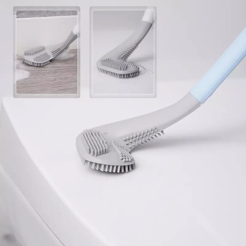 Cọ Toilet Silicon {Tặng 02 miếng dính} Chổi Chà Rửa Nhà Vệ Sinh Bồn Cầu Gắn Tường