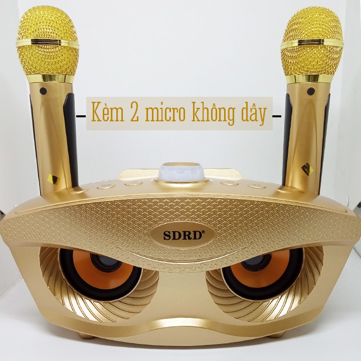 Loa Bluetooth Karaoke hình mắt cú SD-306 SD-306 plus Tặng 2 mic Karaoke không dây