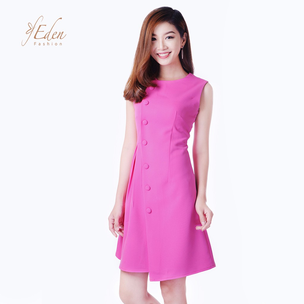 [Mã WABRWA15 giảm 15% đơn 300K] Đầm phối nút eo nhúng dễ thương thời trang Eden - D146