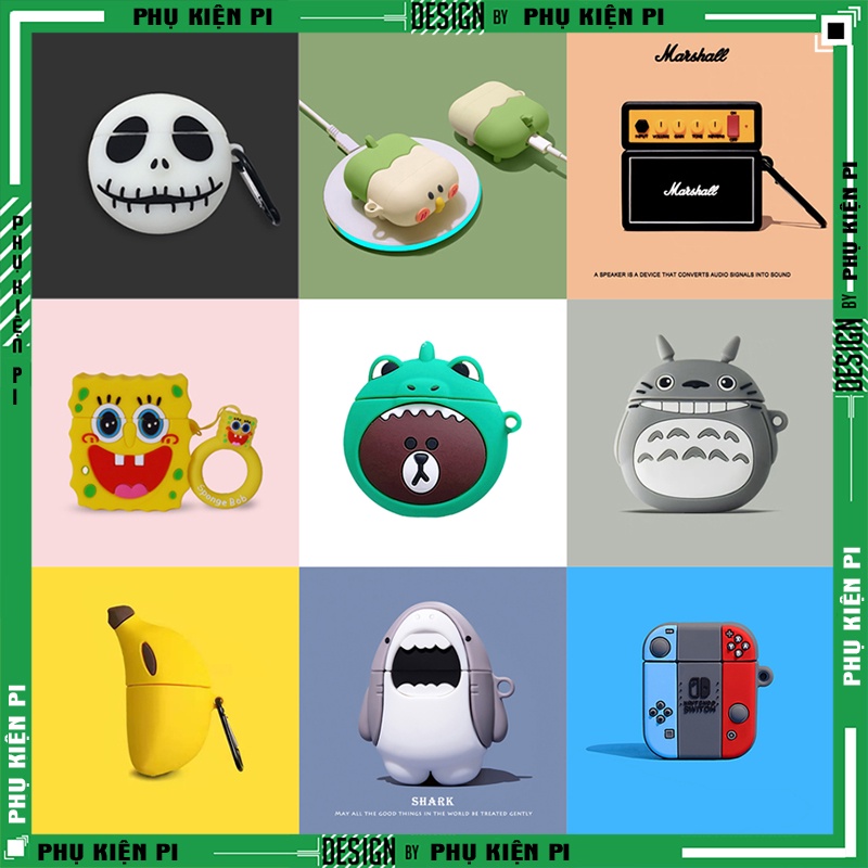 Case vỏ bao Airpod 1/2 đựng tai nghe không dây airpods i11 i12 i18 i100 ... cute