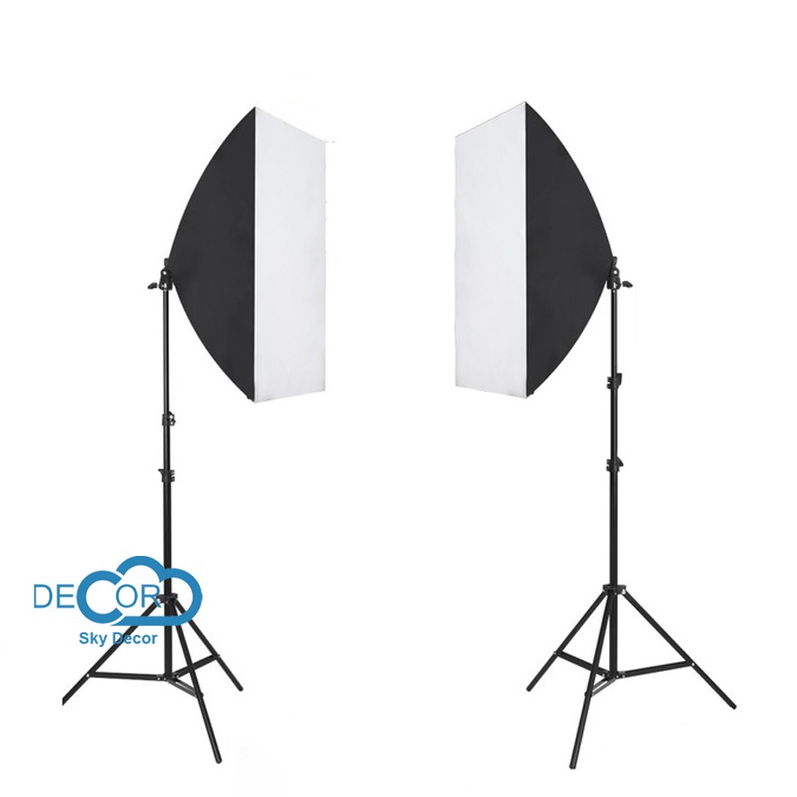 Bộ đèn Studio chụp ảnh sản phẩm softbox 70x50cm chân đèn 2m, bóng 175W ánh sáng trắng