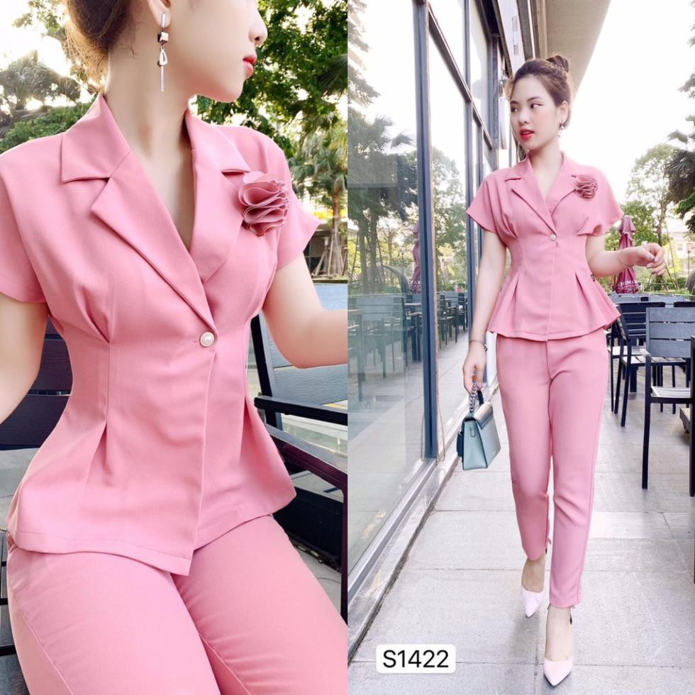 Set vest hồng kiểu dáng công sở sang trọng chất maggo nhật cao cấp S1422_ Emmy Design [Kèm ảnh thật]