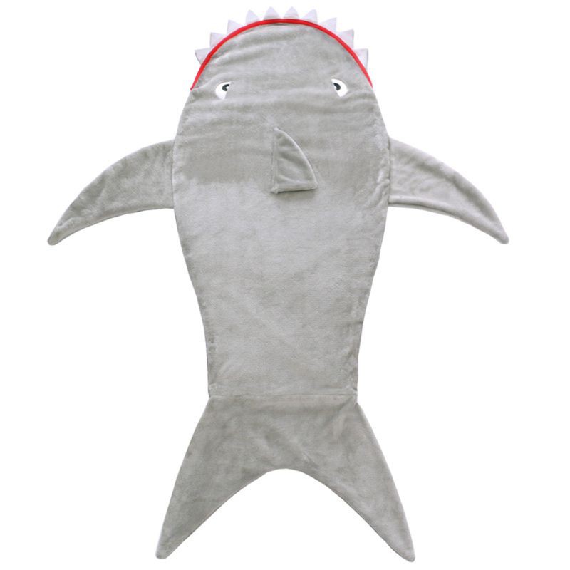 Mary☆ 3D Cartoon Shark Tail Sofa Beach Blanket Animal Flannel Sleeping Bag for Kids