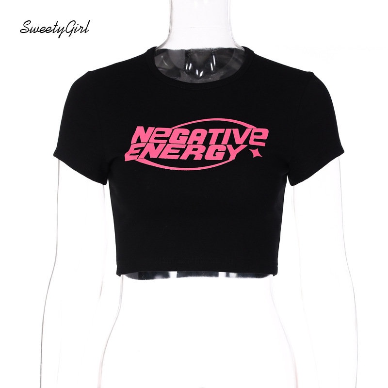 Áo Thun Croptop Tay Ngắn Cổ Tròn Dáng Ôm In Chữ Phối Màu Tương Phản Thời Trang 2022 Cho Nữ