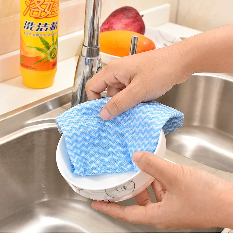 Khăn lau nhà bếp, chén, bát thấm nước đa năng, cuộn 50 khăn lau đa năng 50 miếng có thể giặt và tái sử dụng