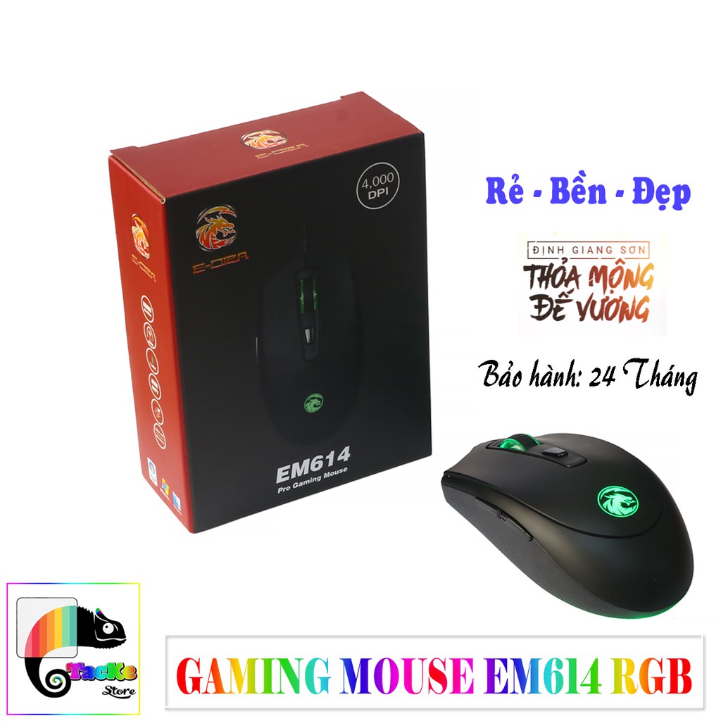 Chuột Gaming E-Dra EM614 RGB LED, màu đen-BH I Gaming Mouse EDra EM614 RGB, Black